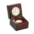 Navigator Wood Clock & Compass W/ Engraving Plate